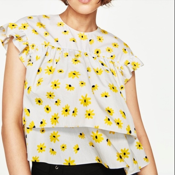 zara yellow floral top